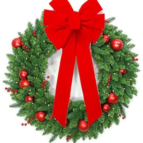Zoll rote Samtschleife für Girlande, Weihnachtsbaumspitze, Geburtstags- und Hochzeitsschleife, rote Schleife für Auto, Garten, Terrasse, Haustür FLITI