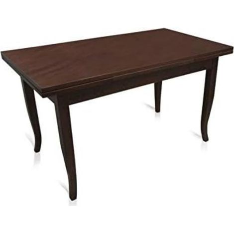 Table extensible, coloris noyer, 160x85x79,50 cm, avec 2 rallonges de 40 cm (1/4)