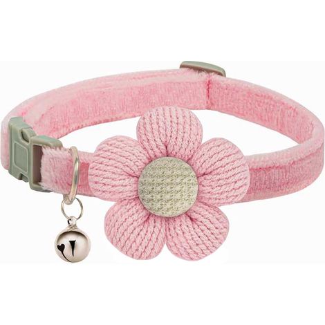 Collier pour chien à fleurs, collier pour chien taille XS, collier pour chien avec clochette, pour chiots mâles ou femelles (rose) (1/5)