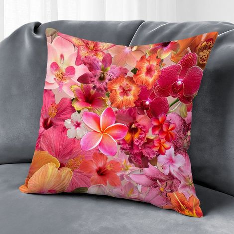 Housse de coussin extérieur floral, style ferme pour jardin ,50×50cm (1/5)