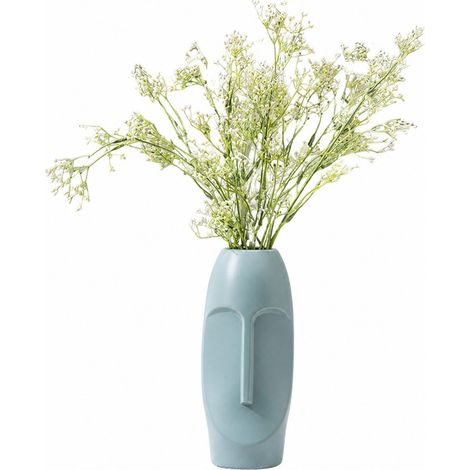 Vase nordique en plastique blanc, incassable, pour fleurs sèches ou fraîches, idéal pour compositions florales créatives ou séchées.