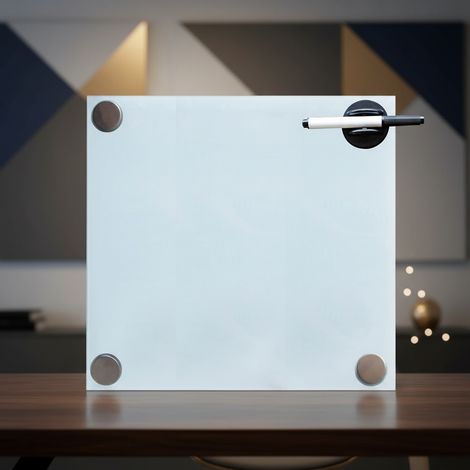 Melko Glasmagnettafel, Whiteboard, Glasboard, Magnetwand, Pinnwand, 45 x 50 x 0,4 cm, Weiß