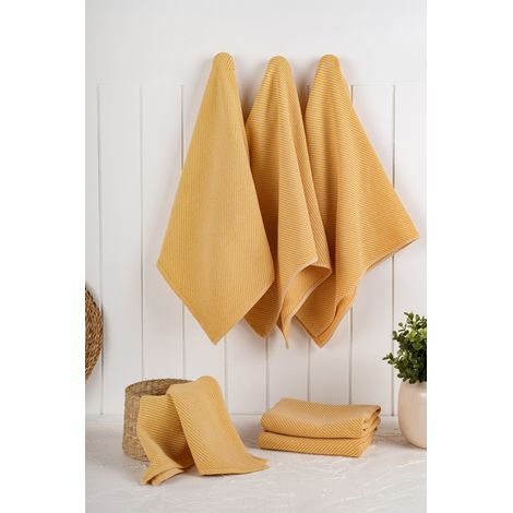 Juego de toallas de cocina Set 90% Algodón / 10% Poliéster Mustard 270 gr/m²