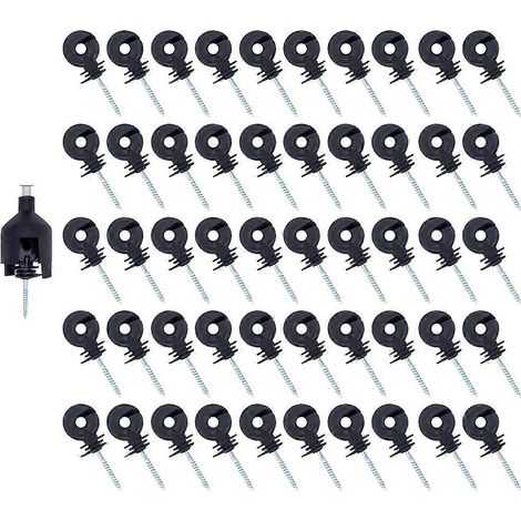 50 isolateurs pour clôture électrique, isolateurs pour poteaux en bois avec outil de fixation (1/5)