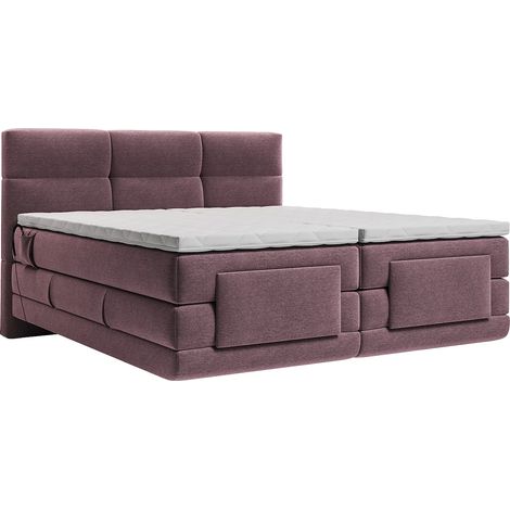 Set completo boxspring testata trapuntata + reti elettriche regolabili + materasso + topper 2 x 90 x 200 cm Tessuto Bordeaux - LODI di PALACIO (1/5)