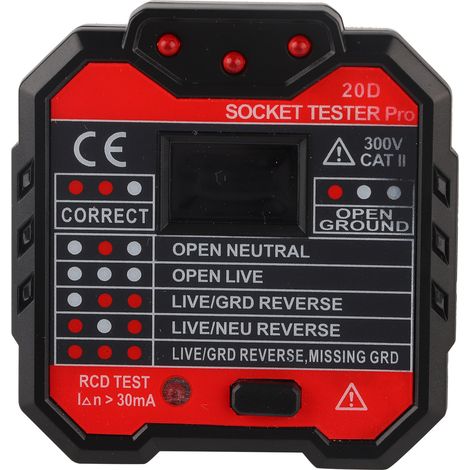 Testeur de tension électrique portatif avec écran LCD pour prise (prise UK 48‑250V) - Outil de détection de sécurité pour électricien (1/5)