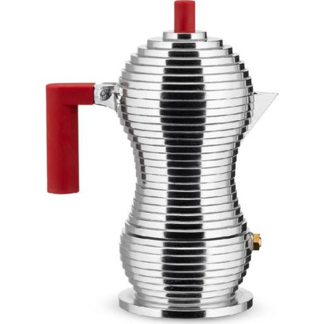 Alessi Pulcina Espresso-Kaffeemaschine MDL02/1 R, Aluminium, 1 Tasse, Rot