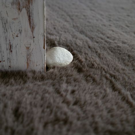 Hochflor Teppich Schlafzimmer Kunstfell Flauschig Kaninchenfell Imitat 200 cm x 200 cm x 26 mm Dunkelgrau Quadrat (1/3)