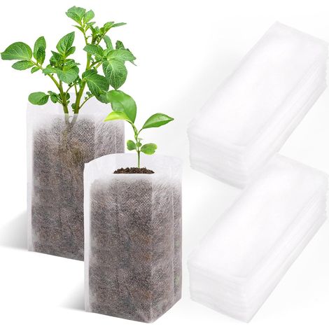 Lot de 200 sacs de culture biodégradables en tissu non tissé pour plantes, légumes, fleurs et arbres fruitiers (12 x 15 cm). (1/5)