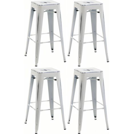Lot de 4 tabourets de bar  en métal empilables Joshua Blanc antique (1/5)