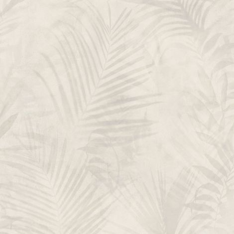 Papel pintado naturaleza Profhome 374113 papel pintado no tejido ligeramente texturado con dibujo de jungla mate beige blanco-crema gris 5,33 m2