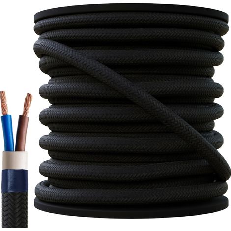 7 mètres 3 - fils Câble textile fil électrique tissu rond 3x0,75 3G0,75 blanc