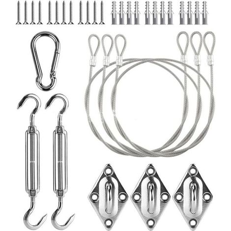 Kit de fixation pour voile dombrage cble en acier inoxydable 30 pices pour installation couleurs multiples ACCESSOIRE SERRE JARDIN
