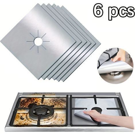 Lot de 6 couvercles de brûleurs durables, épaisseur 0,12 mm, de qualité supérieure, réutilisables, antiadhésifs et faciles à nettoyer . (1/5)