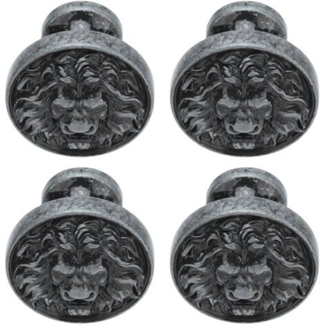 QORVA
-4 pièces tête de Lion en alliage poignée de porte d'armoire moderne Antique dessin animé solide tiroir tirer monotrou boucle circulaire 399 tête de Lion argent ancien.. (1/5)
