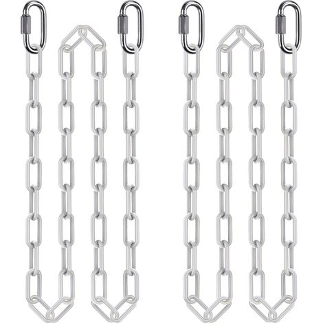 2pcs Chaînes pour Balançoire, 250cm Chaîne de Chaise suspension Acier avec Mousquetons Chainette Suspension pour Sacs de Frappe Chaise Suspendue Exterieur, 5mm Diamètre, 1000lbs/Blanc (1/5)