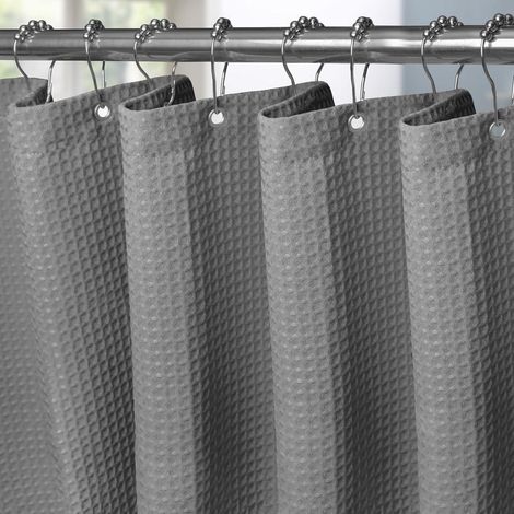 Waffel Duschvorhang mit Metall Duschvorhangringe Textil Badewannenvorhang Anti (1/5)