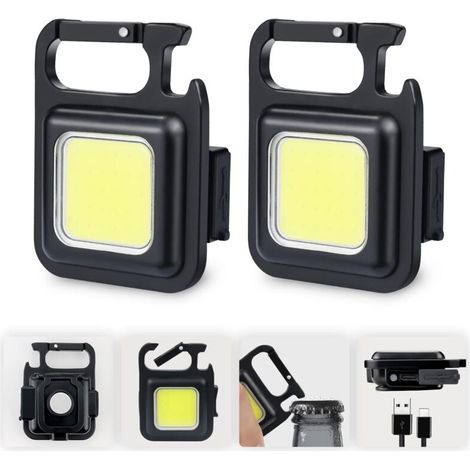 2x Mini LED Work Light Inspection Lamp Rechargeable 500 Lumens Magnetic Portable Work Light Small Keychain Waterproof Flashlights for Camping Repair Emergency Lighting [Energy Class A++]