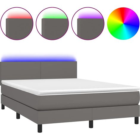 Maison Exclusive - Boxspringbett mit Matratze & LED Grau 140x200 (1/5)