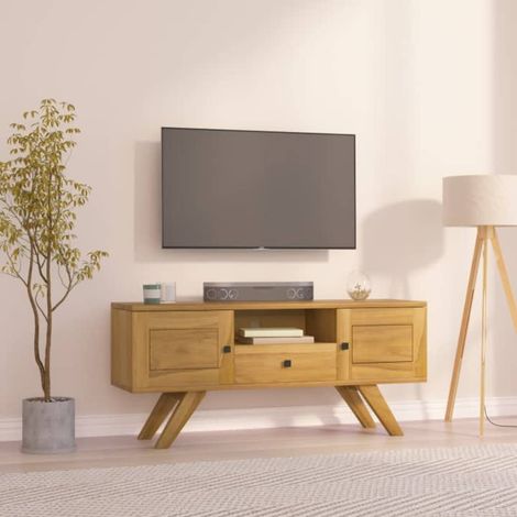 Mobile Porta TV 110x30x50 cm in Legno Massello di Teak vidaXL (1/5)