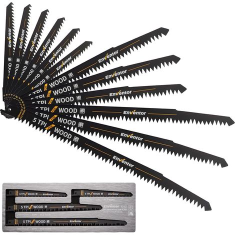 Reciprocating saw blade set of 12, HCS 50CrV, 152-300mm, 5/6 TPI (1/5)
