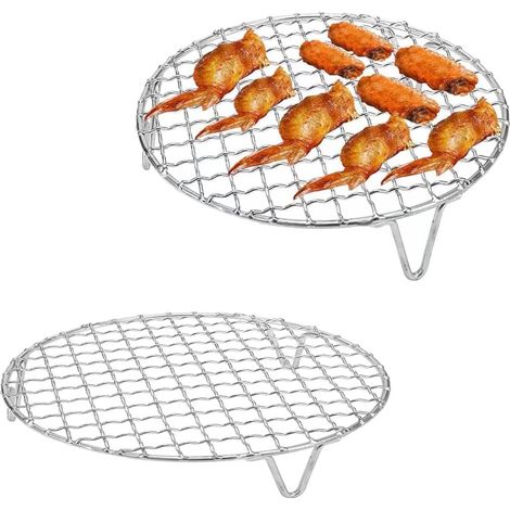 Grille de barbecue ronde en acier inoxydable 201, épaisseur 1,8 mm, diamètre 20 cm, hauteur 2 cm, pour usage extérieur, jardin, camping, pique-nique, accessoire de cuisson robuste et résistant à la ch (1/5)