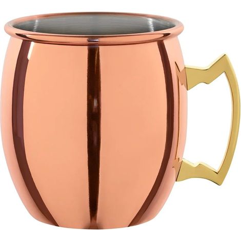 Becher Moscow Mule en Acier Inoxydable de Couleur Cuivrée, Capacité 550 ml, Robuste et Élégant pour Cocktails, Idéal pour Bar et Usage Professionnel
