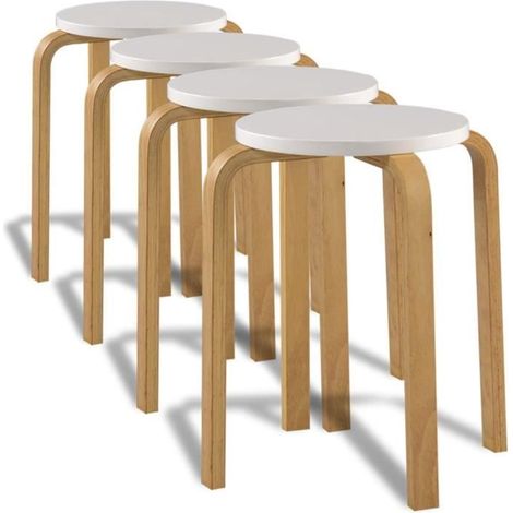 MVS Sgabelli da bar 4 pz Contemporaneo Bianco Legno curvato ®Contemporaneo®NBJLYF® (1/4)
