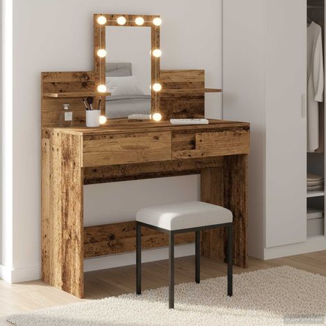 Schminktisch mit Regal Altholz 100 x 40 x 130 cm Holzwerkstoff