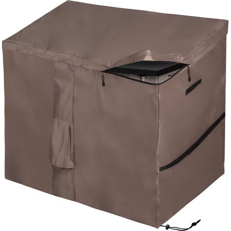 Housse imperméable pour abri de jardin, housse de rangement d'extérieur avec dessus incliné à ouverture rapide compatible avec la série, Oxford 420D, marron (147 x 86 x 125 cm) (1/5)