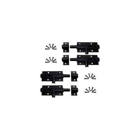 4 pcs Acier Inoxydable Loquet de Porte Coulissant, Loquet Verrou de Porte Coulissant pour Salle de Bain, Alliage d'Aluminium, avec Vis, pour Portail de Jardin, Cabanon, Wc (Noir) (1/5)