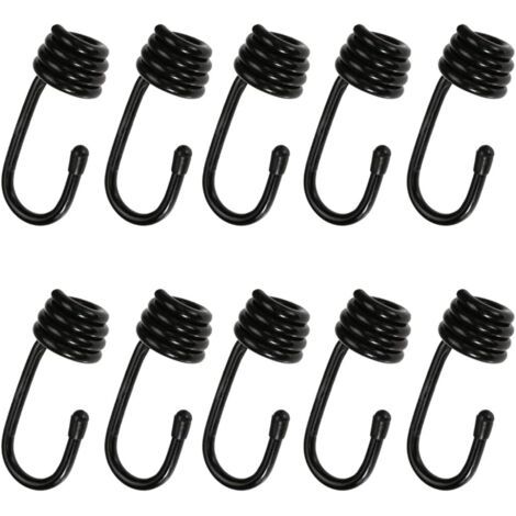 Crochet de corde en spirale, 10 pièces, crochet de corde en métal absorbant les chocs, crochet de fil en spirale recouvert de plastique pour cordon élastique, rallonge
