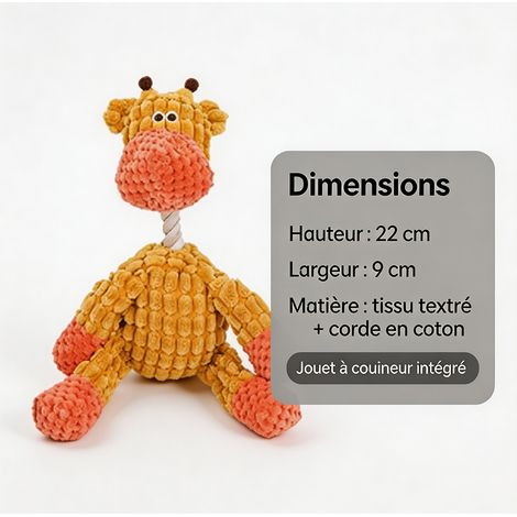 Jouet de compagnie en peluche pour chien, girafe jaune mignonne sonore, compagnon de jeu quotidien pour petits et moyens chiens (1/5)
