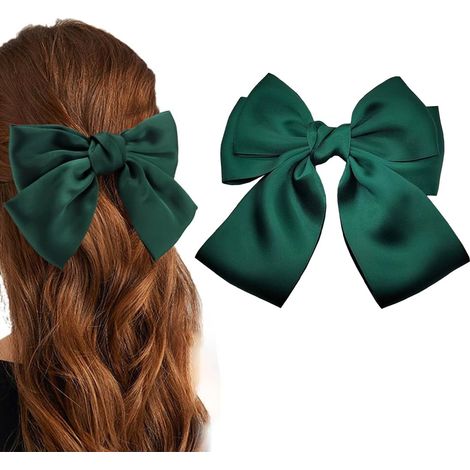 Pinces à cheveux, 1 pince à cheveux en forme de nœud, pince à cheveux en bec de canard pince à cheveux en ruban français accessoires pour cheveux pour femmes et filles (vert) (1/5)