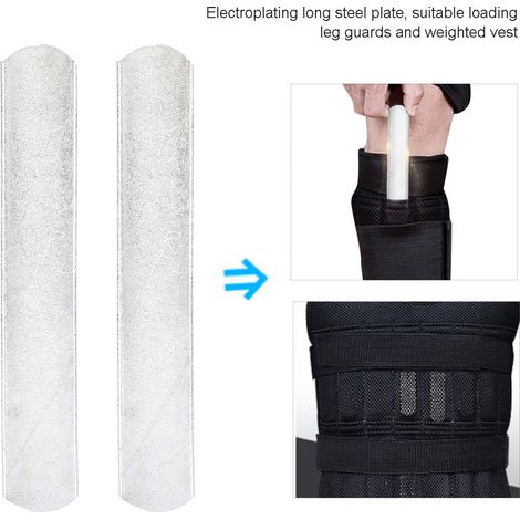 2 plaques lestées en acier plaqué pour gilet ajustable et protège-jambes, 15 cm