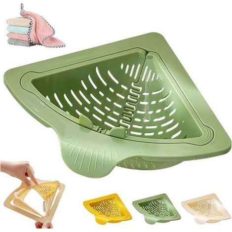Panier De Drainage Triangulaire - Fixation Magnétique Pour Evier Métallique - Design D'Angle Compact - 1 Pièce (1/5)