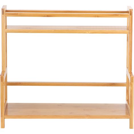 Rack À Épices En Bambou - Support De Rangement 2 Niveaux Pour Bouteilles Et Boîtes D'Épices - Pour Cuisine - 1 Pièce (1/5)