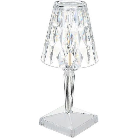 Lot de 2 lampes de table en cristal à commande tactile, motif rose cristal, [2000 mAh] Lampes de table LED rechargeables en forme de diamant avec 3 couleurs de lumière changeantes, [Non (1/5)