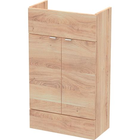 Hudson Reed Fusion Compact Floor Standing 2-Door Vanity Unit 500mm Wide - Bleached Oak (1/2)