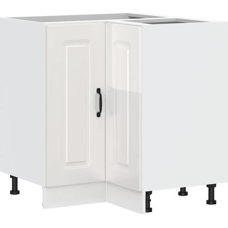 Mueble de cocina esquinero moderno diseño que ahorra espacio 75,5 x 75,5 x 81,5 cm almacenamiento práctico en madera de ingeniería blanca brillante 020049932 (1/5)