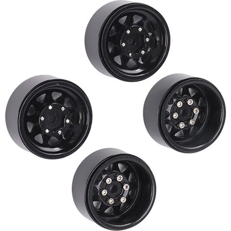 Lot de 4 jantes Beadlock à gorge profonde de 2,5 cm (1 pouce), universelles pour carrosserie de véhicules tout-terrain et radiocommandés Traxxas, avec vis, noires. (1/5)