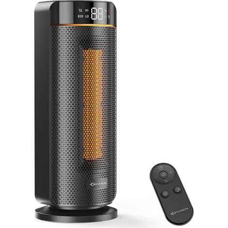 Electric Heater with Remote Control, Silent Fan Heater with Thermostat, Timer 1-12h, ECO Mode, Night Mode, PTC Ceramic Blower Heater with LED Display, Black (1/5)