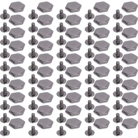 50er-Set Sechskantnieten mit Metallrückseite, Schlitzschraube, feine Verarbeitung, Bindenieten, Lederverschluss für Bastelarbeiten, Taschen und Gürtel, 12 mm, Gunmetal (1/5)