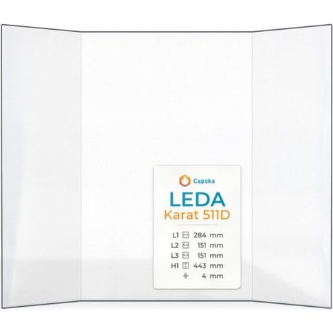 Vitre Leda KARAT 511D - Verre Prismatique pour insert - (151 + 284 + 151) x 443 mm (L2+L1+L3 x H1) - 4 mm