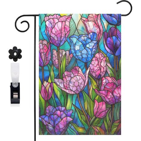 Drapeau de jardin décoratif 30 x 45 cm motif Welcome traditionnel toile double face pour jardin et cour (1/5)