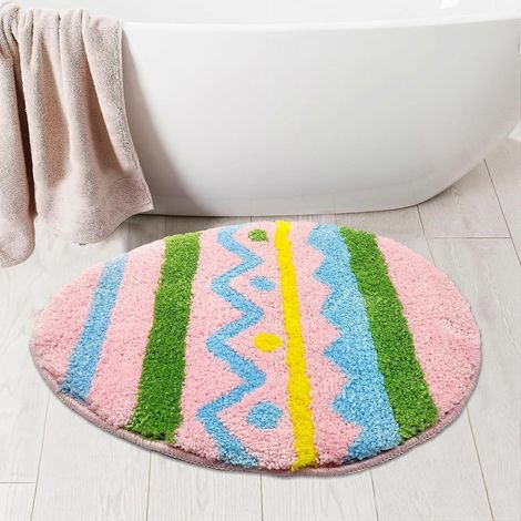 Tapis de bain de Pâques hexagonaux, tapis de bain œufs de Pâques, tapis de bain style ferme, décorations de Pâques antidérapantes 40 x 60 cm (1/5)