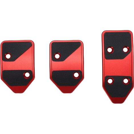 Anti-slip Aluminum Pedal Covers, Accelerator, Clutch, and Brake Pedal Pads, Black Rubber Inserts for Cars, 3 Pieces CMB0135 (Red) (1/5)