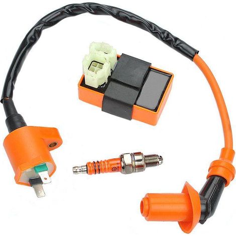 6-polige Racing Performance CDI-Box + Zündspule + Zündkerze CDI-Zündspulensatz für GY6-Motorräder, Orange