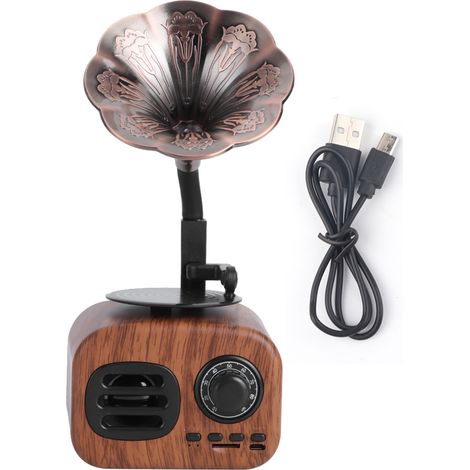 Enceinte Bluetooth Rétro Créative avec Prise Carte Lecteur pour PC Téléphone Mobile Tablette