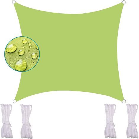 Vela de sombra cuadrada AIDUCHO, tela de sombra impermeable con protección UV y tejido impermeable para exteriores/terrazas/jardines verdes 2x2m (1/5)
